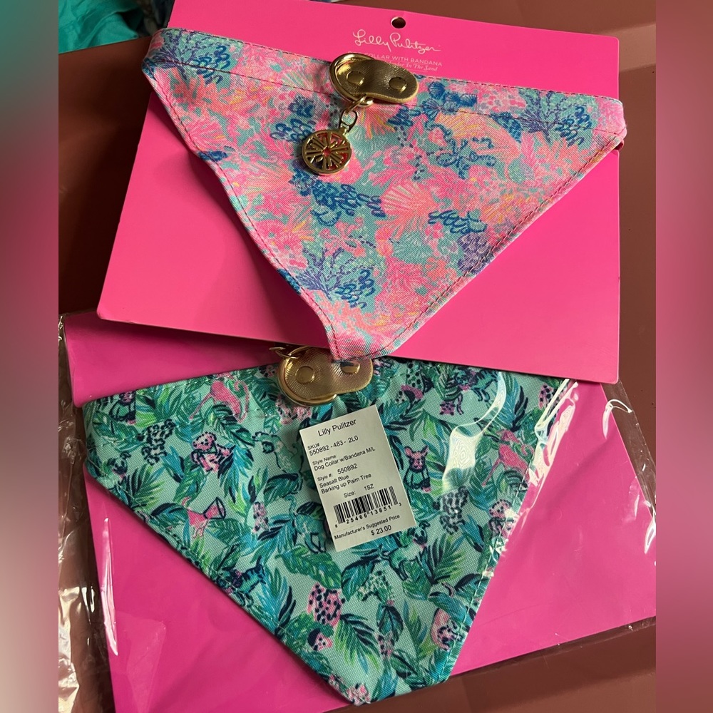 Lilly Pulitzer dog collar with bandana